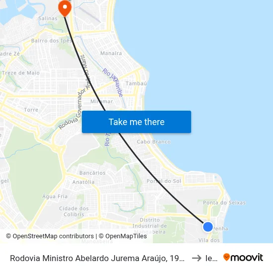 Rodovia Ministro Abelardo Jurema Araújo, 1936-2268 to Iesp map