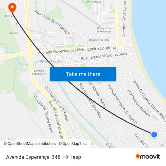 Avenida Esperança, 348 to Iesp map