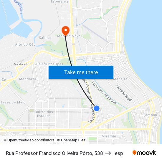 Rua Professor Francisco Oliveira Pôrto, 538 to Iesp map