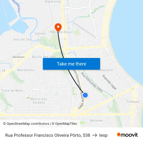 Rua Professor Francisco Oliveira Pôrto, 538 to Iesp map