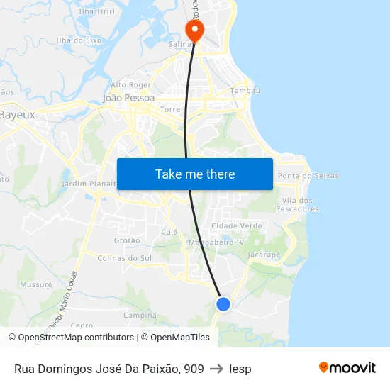 Rua Domingos José Da Paixão, 909 to Iesp map
