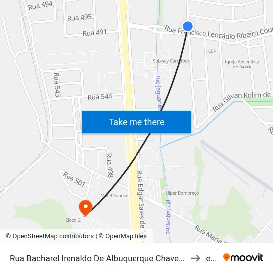 Rua Bacharel Irenaldo De Albuquerque Chaves, 2 to Iesp map