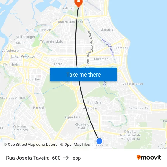 Rua Josefa Taveira, 600 to Iesp map