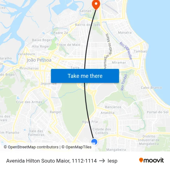 Avenida Hilton Souto Maior, 1112-1114 to Iesp map