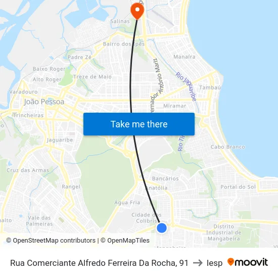Rua Comerciante Alfredo Ferreira Da Rocha, 91 to Iesp map