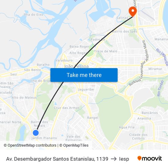 Av. Desembargador Santos Estanislau, 1139 to Iesp map