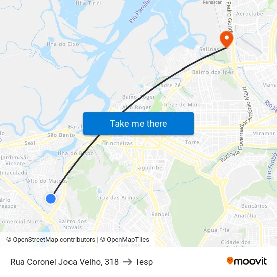 Rua Coronel Joca Velho, 318 to Iesp map