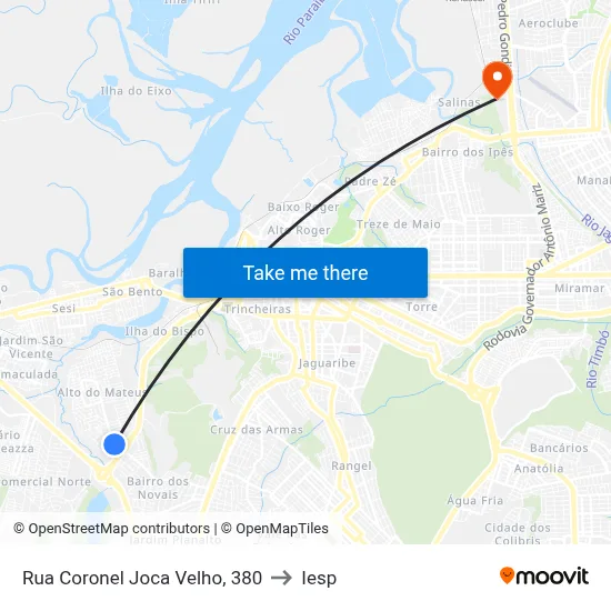 Rua Coronel Joca Velho, 380 to Iesp map
