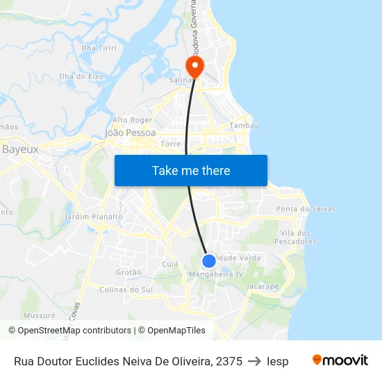 Rua Doutor Euclides Neiva De Oliveira, 2375 to Iesp map