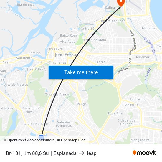 Br-101, Km 88,6 Sul | Esplanada to Iesp map