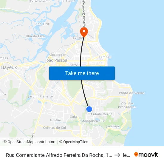 Rua Comerciante Alfredo Ferreira Da Rocha, 1385 to Iesp map