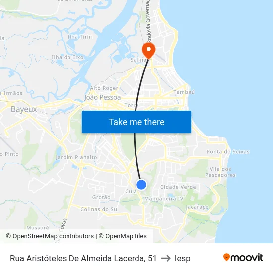 Rua Aristóteles De Almeida Lacerda, 51 to Iesp map