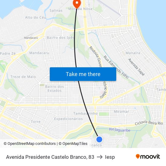 Avenida Presidente Castelo Branco, 83 to Iesp map