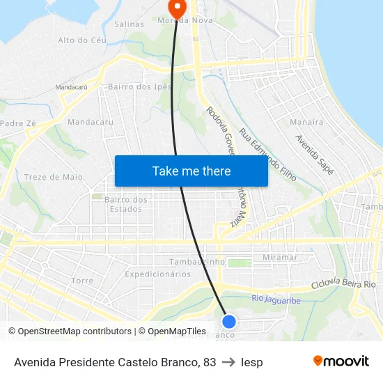 Avenida Presidente Castelo Branco, 83 to Iesp map