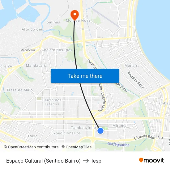 Espaço Cultural (Sentido Bairro) to Iesp map