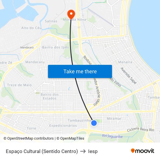 Espaço Cultural (Sentido Centro) to Iesp map