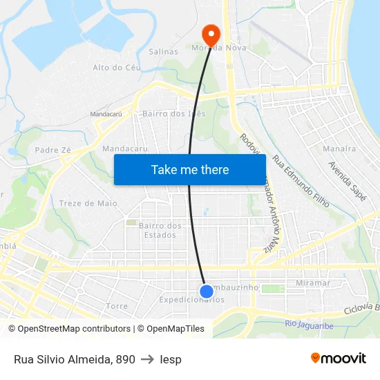 Rua Silvio Almeida, 890 to Iesp map