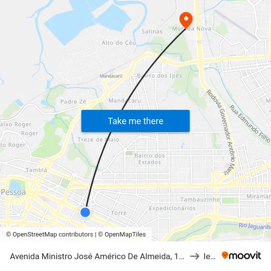 Avenida Ministro José Américo De Almeida, 179-219 to Iesp map