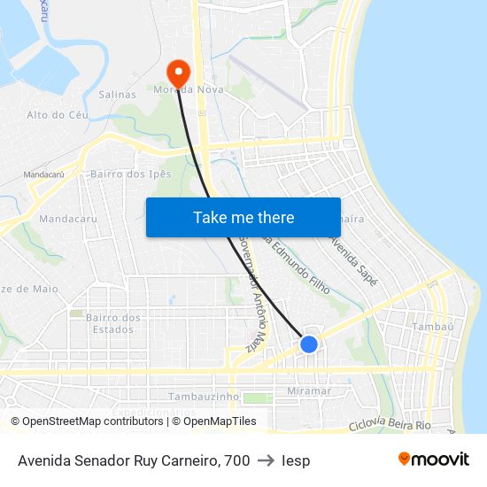 Avenida Senador Ruy Carneiro, 700 to Iesp map