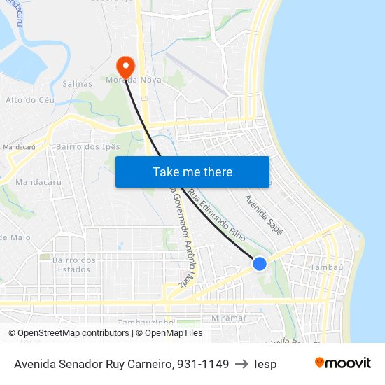 Avenida Senador Ruy Carneiro, 931-1149 to Iesp map