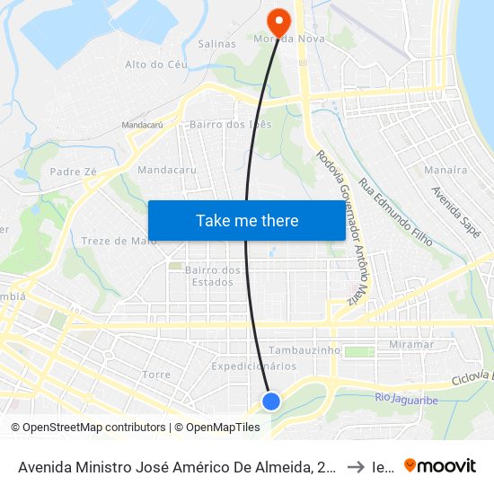 Avenida Ministro José Américo De Almeida, 2225-2337 to Iesp map