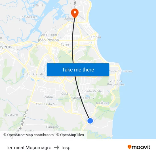 Terminal Muçumagro to Iesp map