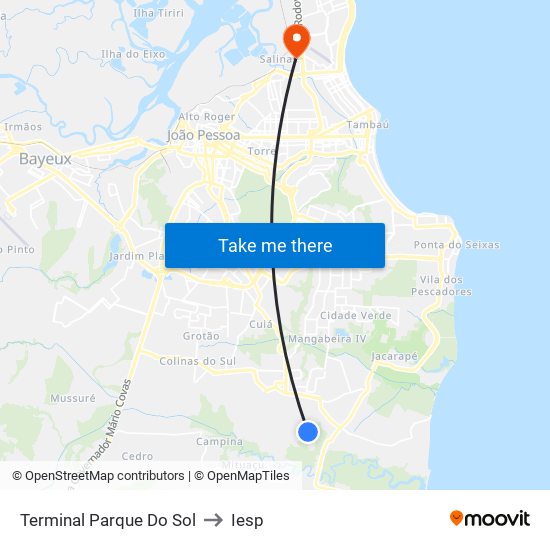 Terminal Parque Do Sol to Iesp map