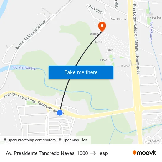 Av. Presidente Tancredo Neves, 1000 to Iesp map