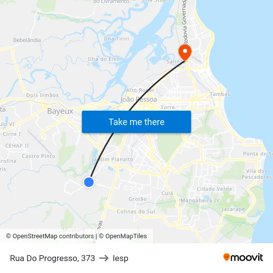 Rua Do Progresso, 373 to Iesp map
