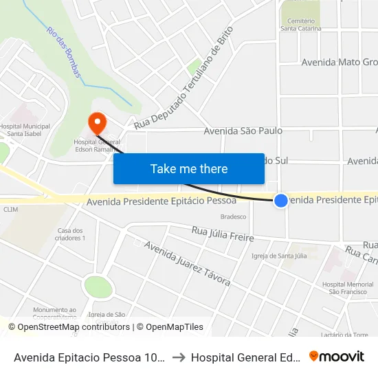 Avenida Epitacio Pessoa 1024-1090 | Sicoob to Hospital General Edson Ramalho map