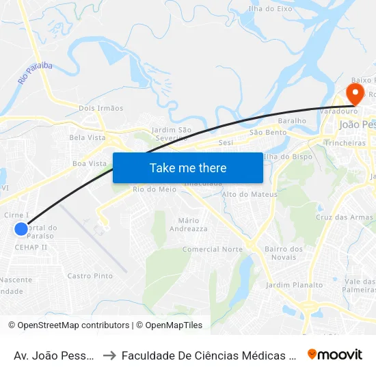 Av. João Pessoa, 31 to Faculdade De Ciências Médicas Da Paraíba map