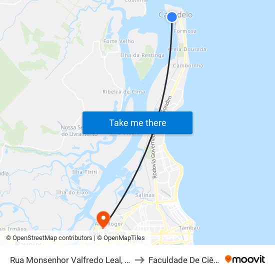 Rua Monsenhor Valfredo Leal, 52 | Ponto Final Da Linha 5101 - Cabedelo to Faculdade De Ciências Médicas Da Paraíba map