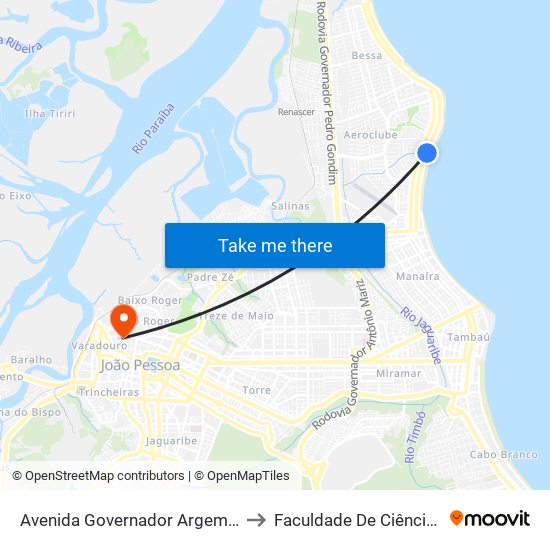 Avenida Governador Argemiro De Figueiredo 1386-1564 to Faculdade De Ciências Médicas Da Paraíba map