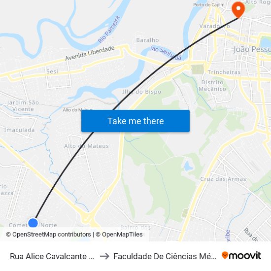 Rua Alice Cavalcante De Souza, 253 to Faculdade De Ciências Médicas Da Paraíba map