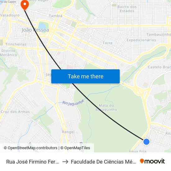 Rua José Firmino Ferreira, 332-498 to Faculdade De Ciências Médicas Da Paraíba map