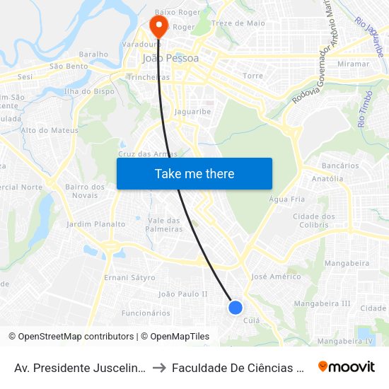 Av. Presidente Juscelino Kubitschek, 781 to Faculdade De Ciências Médicas Da Paraíba map