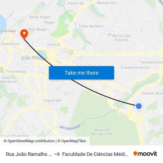 Rua João Ramalho Leite, 267 to Faculdade De Ciências Médicas Da Paraíba map