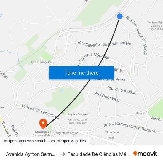 Avenida Ayrton Senna Da Silva, 114 to Faculdade De Ciências Médicas Da Paraíba map