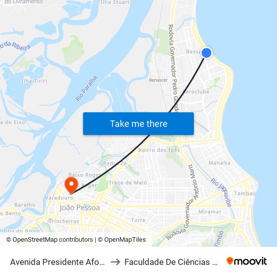 Avenida Presidente Afonso Pena, 575-663 to Faculdade De Ciências Médicas Da Paraíba map