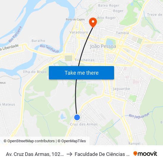 Av. Cruz Das Armas, 1025 | Estádio Da Graça to Faculdade De Ciências Médicas Da Paraíba map