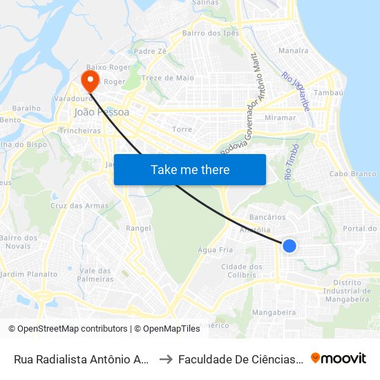 Rua Radialista Antônio Assunção De Jesus, 343 to Faculdade De Ciências Médicas Da Paraíba map