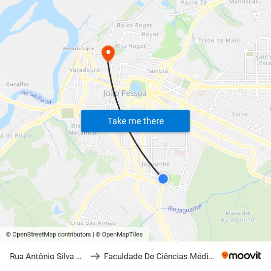 Rua Antônio Silva Melo, 1175 to Faculdade De Ciências Médicas Da Paraíba map