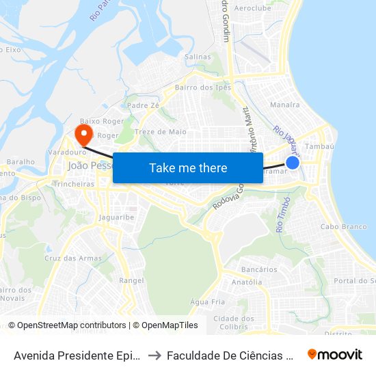 Avenida Presidente Epitácio Pessoa, 711 to Faculdade De Ciências Médicas Da Paraíba map