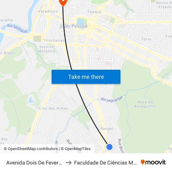 Avenida Dois De Fevereiro, 1277-1359 to Faculdade De Ciências Médicas Da Paraíba map