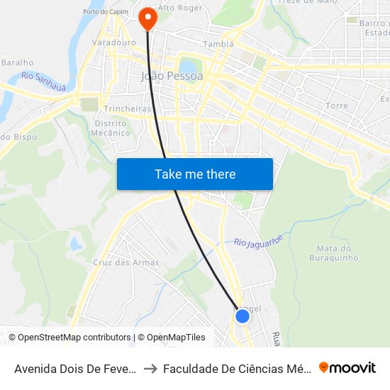 Avenida Dois De Fevereiro, 781-905 to Faculdade De Ciências Médicas Da Paraíba map