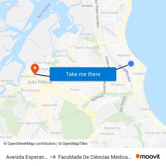 Avenida Esperança, 348 to Faculdade De Ciências Médicas Da Paraíba map