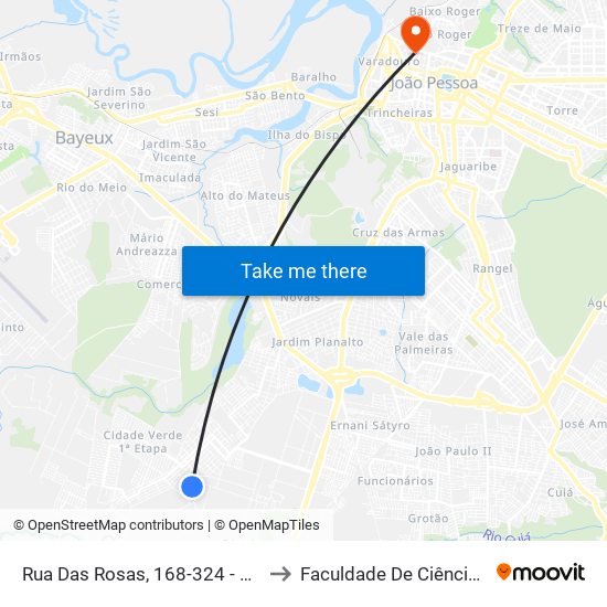 Rua Das Rosas, 168-324 - Eeefm Dom José Maria Pires to Faculdade De Ciências Médicas Da Paraíba map