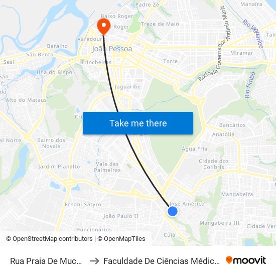 Rua Praia De Mucuripe, 389 to Faculdade De Ciências Médicas Da Paraíba map