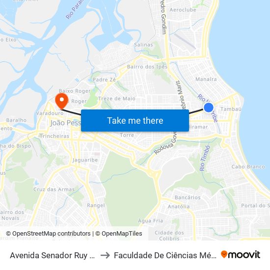 Avenida Senador Ruy Carneiro, 1155 to Faculdade De Ciências Médicas Da Paraíba map