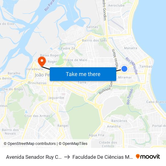 Avenida Senador Ruy Carneiro, 607-711 to Faculdade De Ciências Médicas Da Paraíba map